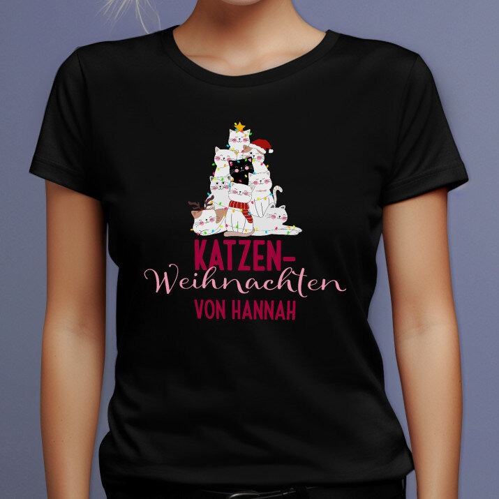 Weihnachten - Schwarzes T-Shirt für Damen