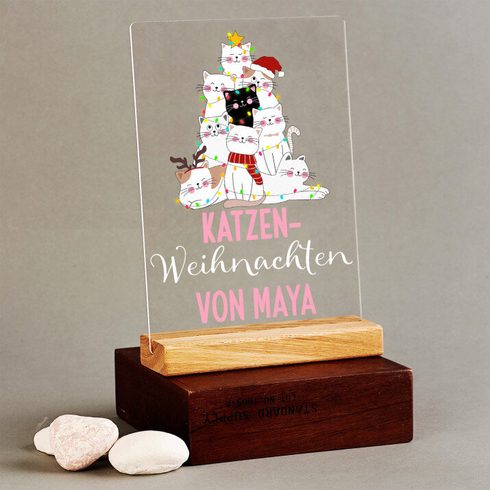 Katzen-Weihnachten - Druck auf Acrylglas
