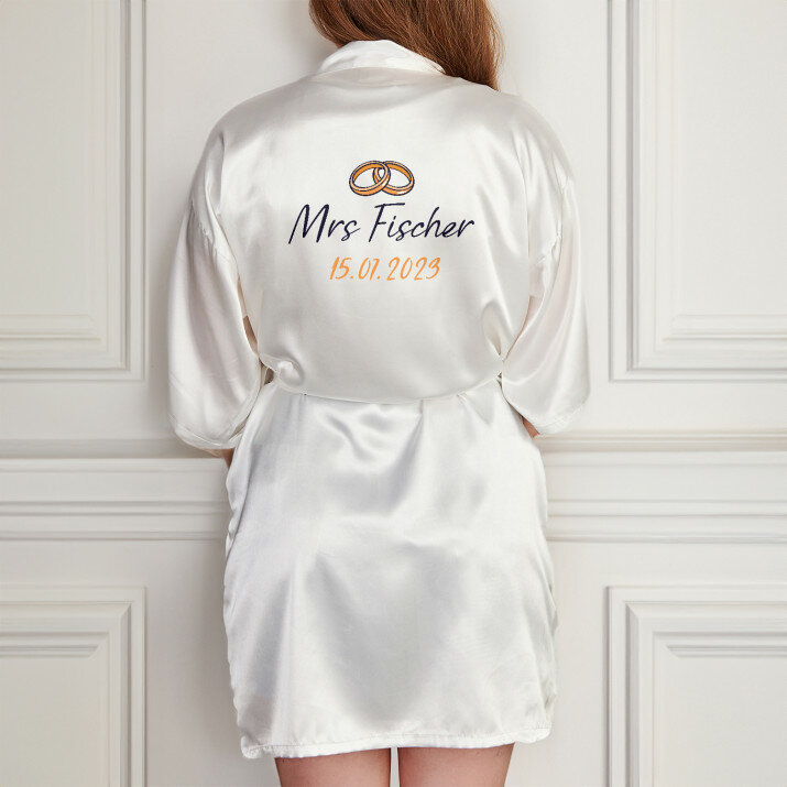 Mrs - Bademantel aus Satin 