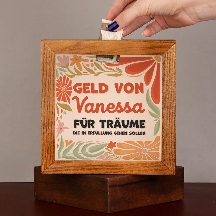 Für Träume, die in Erfüllung gehen sollen - Holzspardose