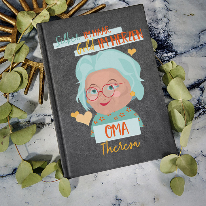 Silber im Haar,Gold im Herzen - Notizbuch A5 mit Aufdruck