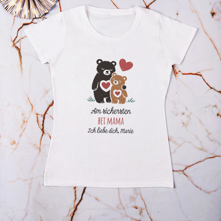 Am sichersten bei Mama - T-Shirt mit Aufdruck für Damen