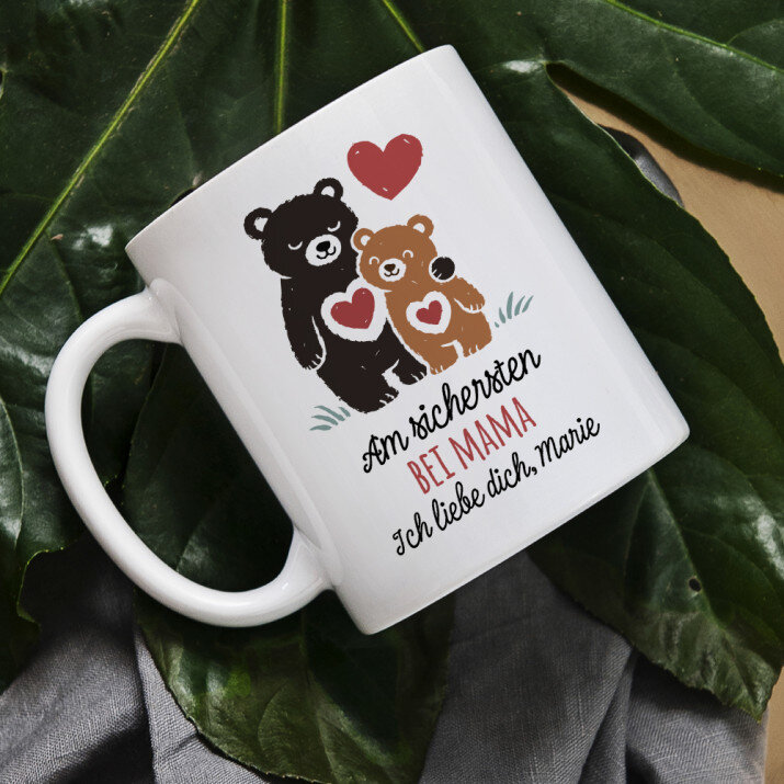 Am sichersten bei Mama - Personalisierte Tasse