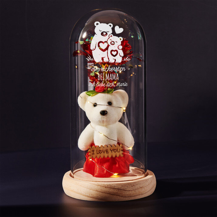 Am sichersten bei Mama - Ewige Rose mit Teddybär