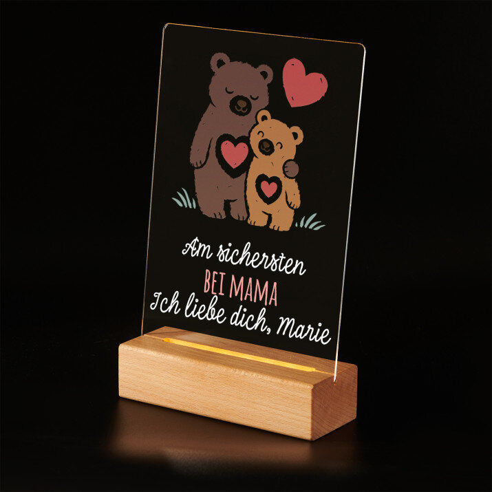 Am sichersten bei Mama - Druck auf Acrylglas mit LED Beleuchtung