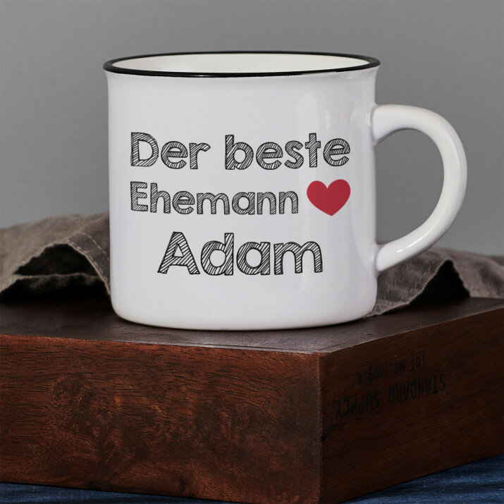 Der beste ehemann - Keramikbecher mit schwarzem Rand
