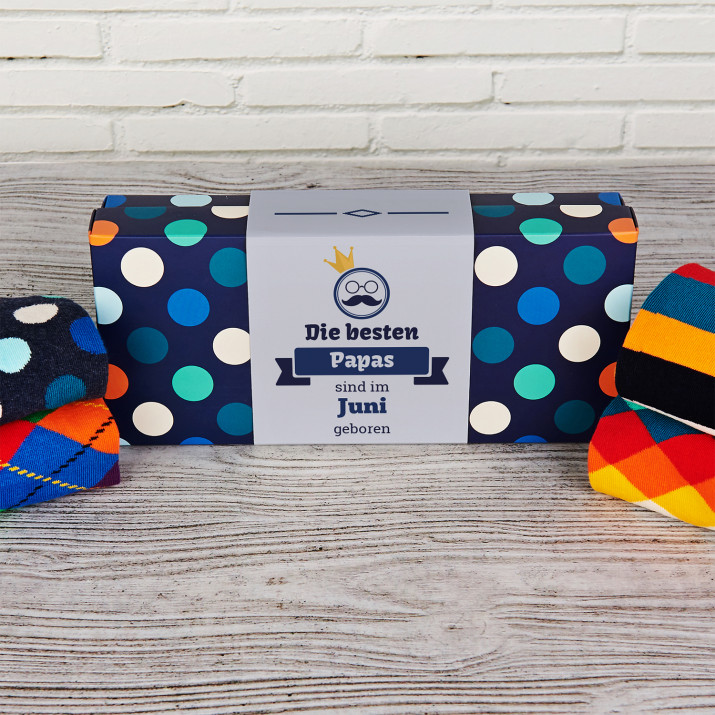 Die besten Papas - Happy Sock - Dots - Socken 4 Pack für Herren