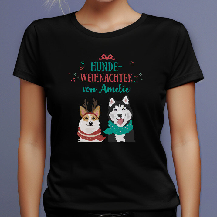 Weihnachten - Schwarzes T-Shirt für Damen