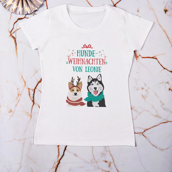 Hunde-Weihnachten - T-Shirt mit Aufdruck für Damen