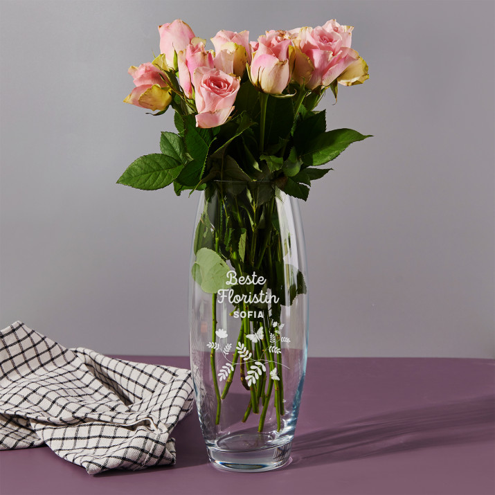 Beste Floristin - Glasvase mit Gravur