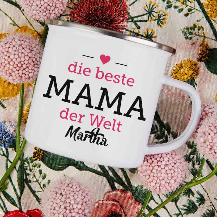 Beste Mama - emaillierter Becher