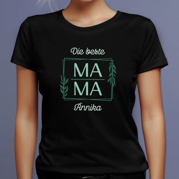 Beste mama blätter - Schwarzes T-Shirt für Damen