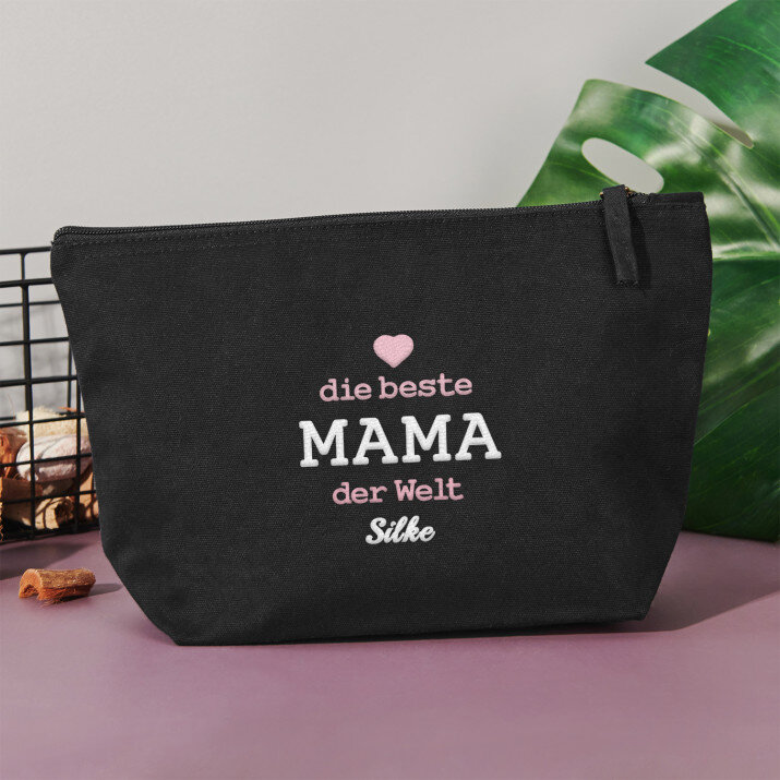 Beste Mama - Dunkelblaue Kosmetiktasche
