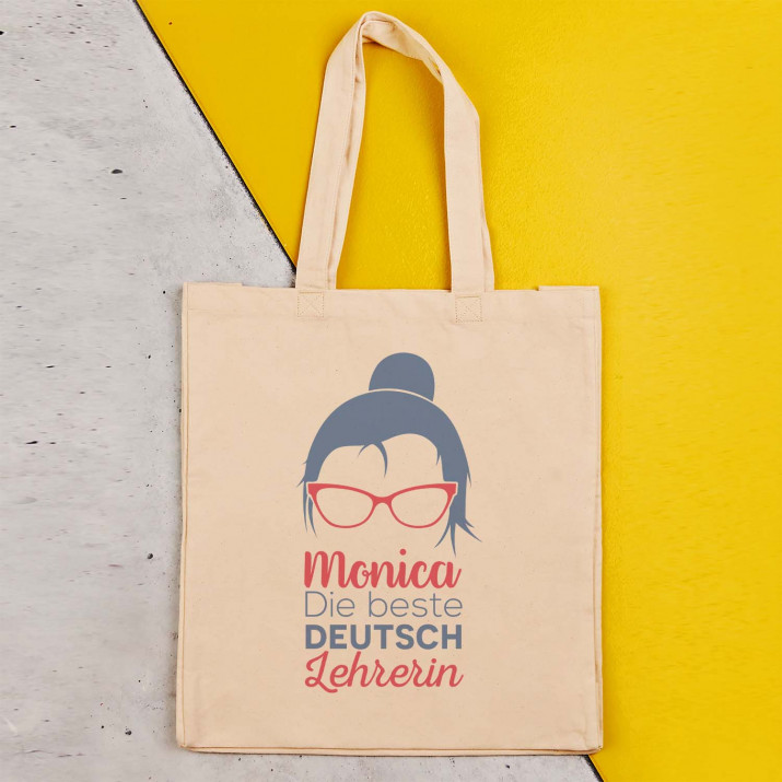 Beste Deutschlehrerin - Baumwolltasche mit Aufdruck