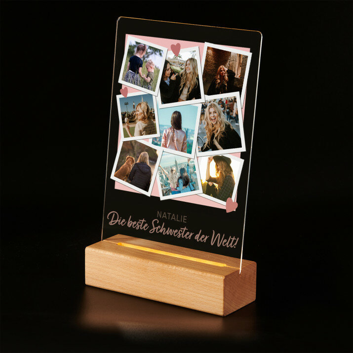 Die beste Schwester der Welt! - Druck auf Acrylglas mit LED Beleuchtung