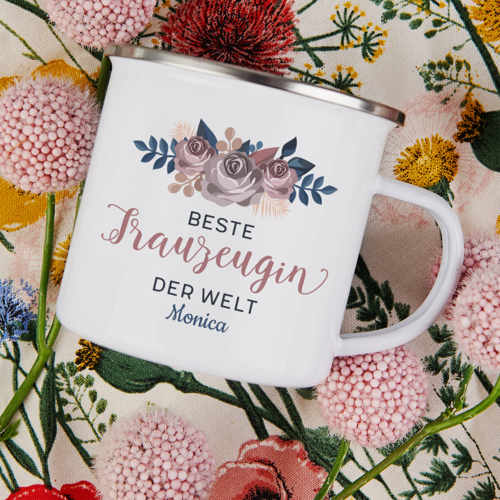 Beste Trauzeugin - emaillierter Becher