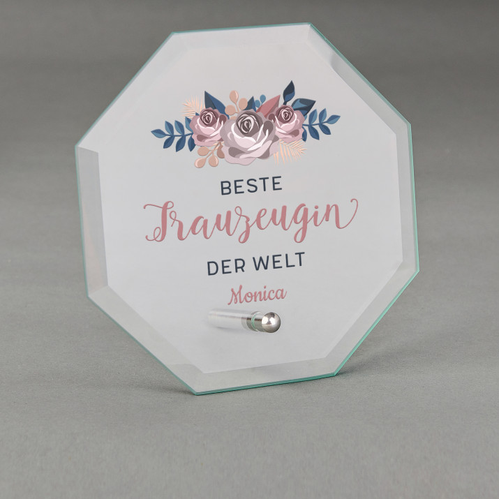 Beste Trauzeugin - Glastrophäe mit Aufdruck