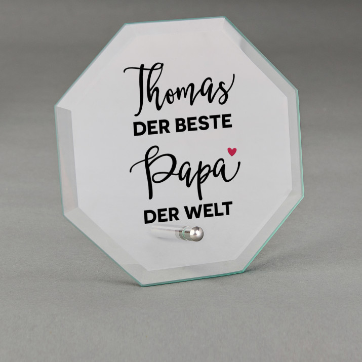 Bester Papa der Welt - Glastrophäe mit Aufdruck