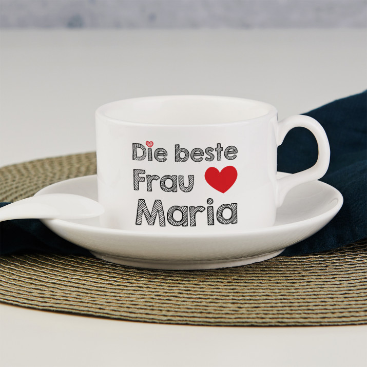Beste Frau - Tasse mit Untertasse