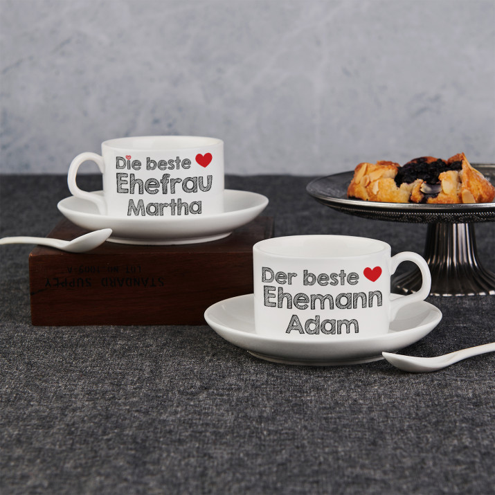 Bestes Ehepaar - Zwei Tassen mit Untertasse