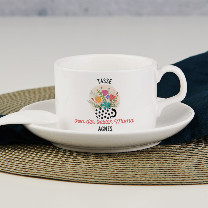 Tasse von der besten Mama - Tasse mit Untertasse