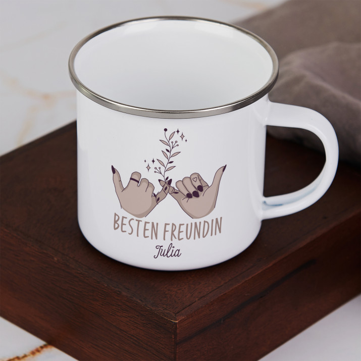 Beste Freundin - emaillierter Becher