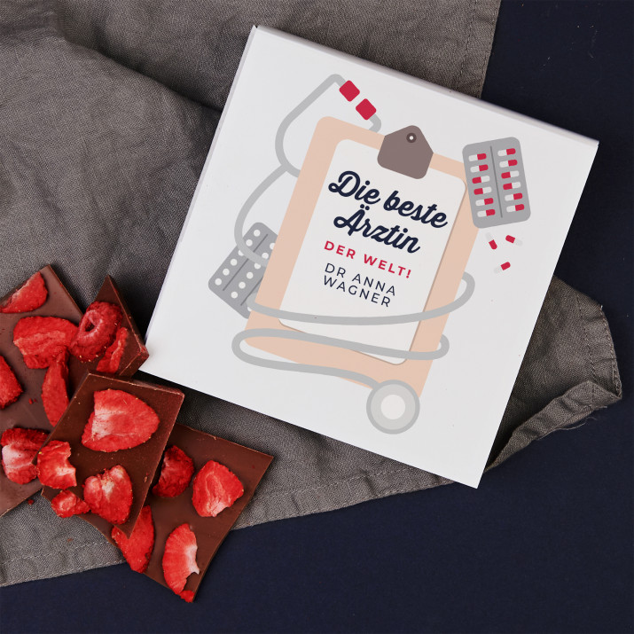 Beste Ärztin - Schokolade mit Erdbeeren
