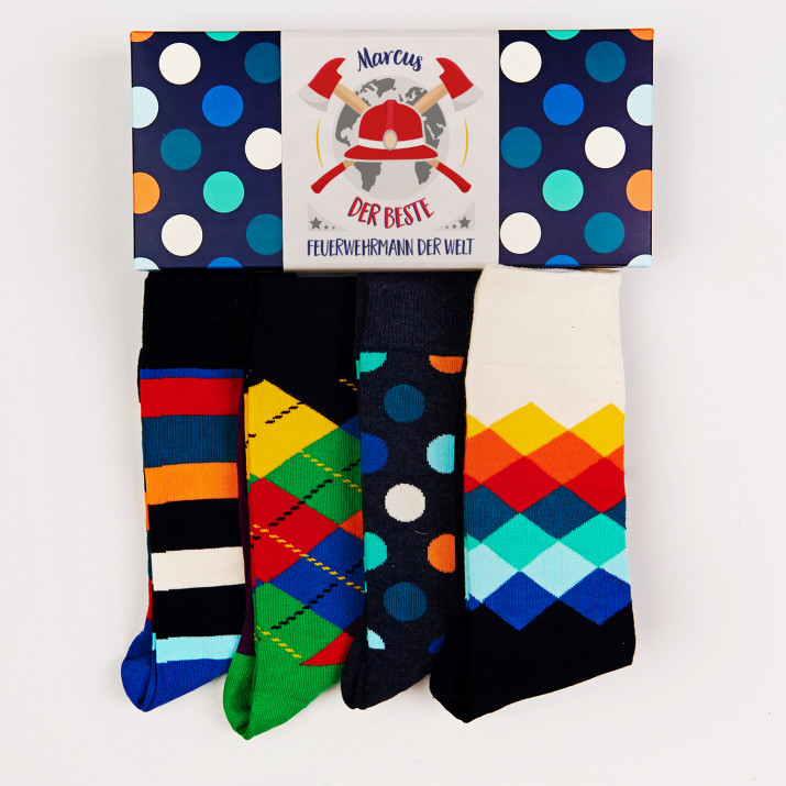 Bester Feuerwehrmann - Happy Socks - Dots - Socken 4 Pack für Herren