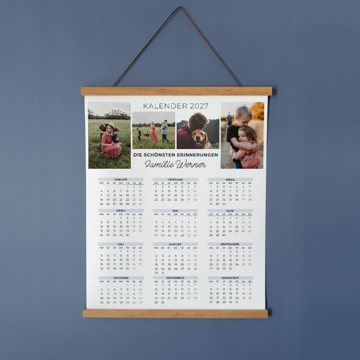 die schönsten Erinnerungen - Poster-Kalender mit Holzleisten
