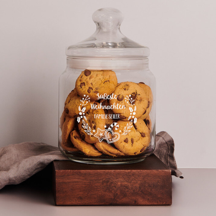 Süßeste Weihnachten - Keksglas mit Gravur