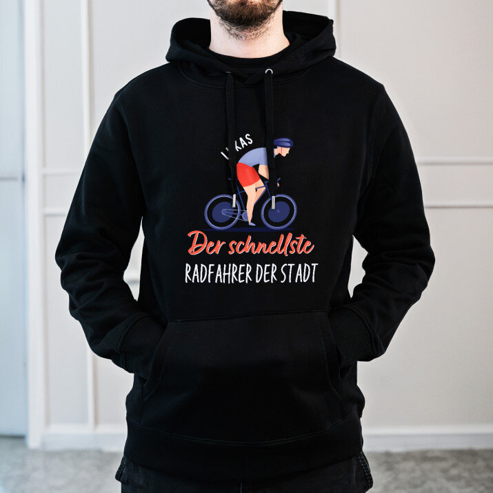 Der schnellste radfahrer der stadt - Schwarzer Kapuzenpullover für Herren