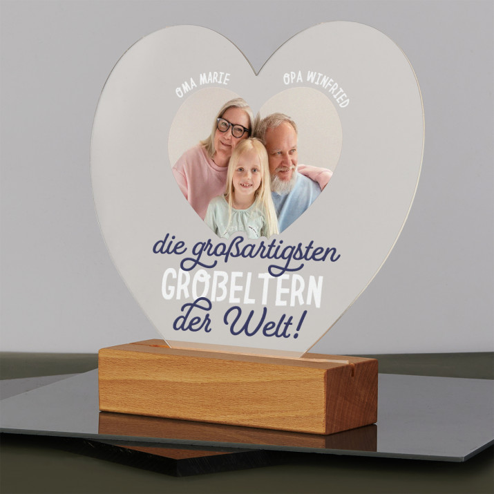 Großartigste großeltern - Druck auf Acrylglas Herz led