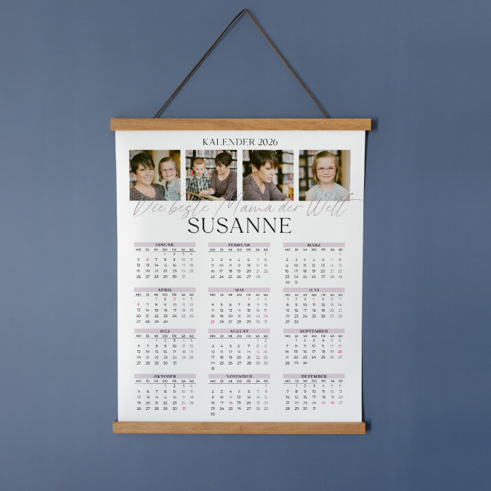 Die beste Mama der Welt - Poster-Kalender mit Holzleisten