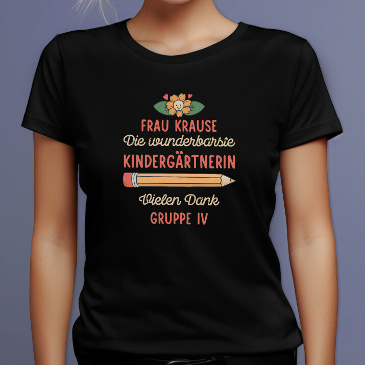 Die wunderbarste kindergärtnerin - Schwarzes T-Shirt für Damen