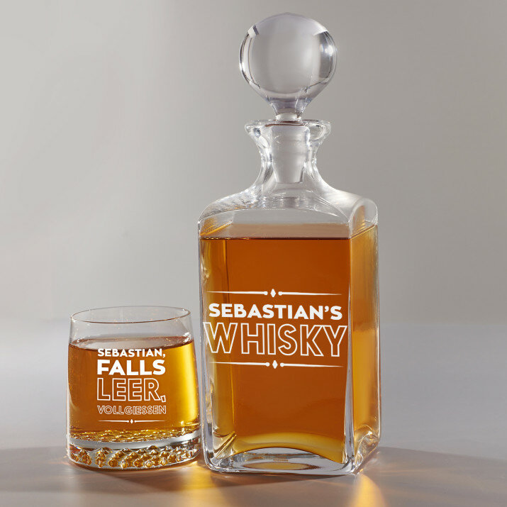 Füllen - Whiskykaraffe und Whiskygläser - Set mit Gravur