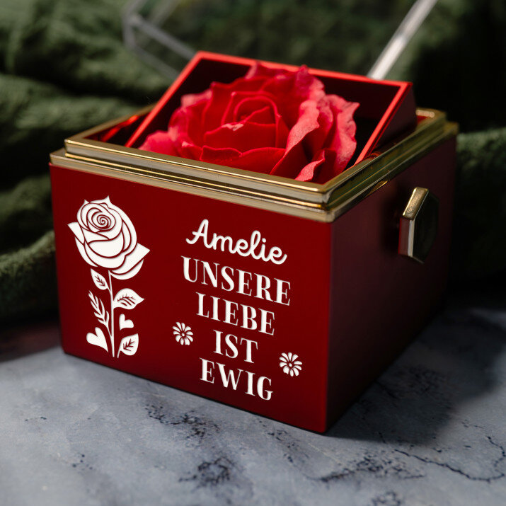 Unsere liebe ist ewig - Schmuckkästchen mit einer Rose