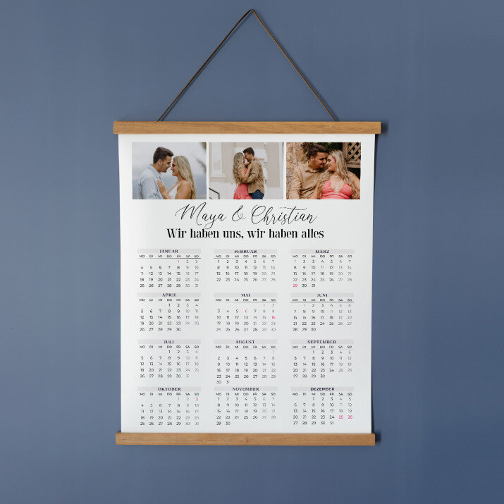Unsere Momente - Poster-Kalender mit Holzleisten