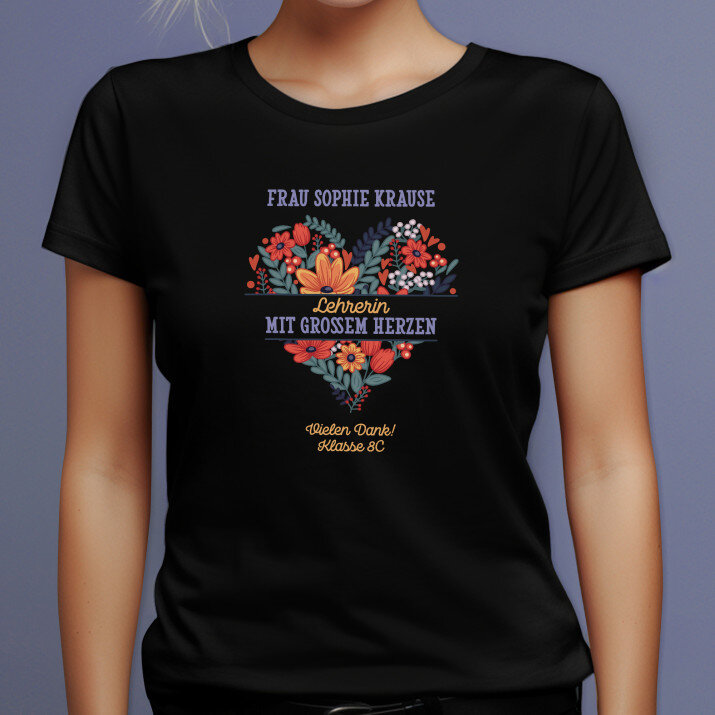 Lehrerin mit großem herzen - Schwarzes T-Shirt für Damen