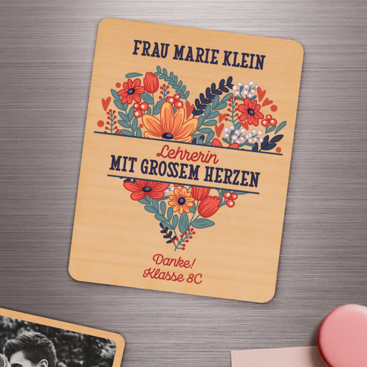 Lehrer mit großem Herz - Holzmagnet