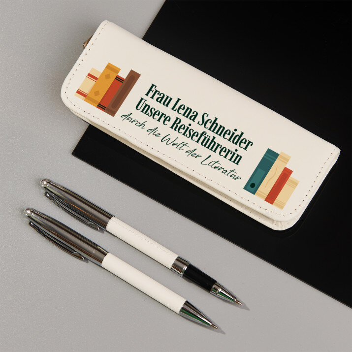 Lehrerin, Reiseführerin durch die Welt der Literat - Schreibset im Lederetui