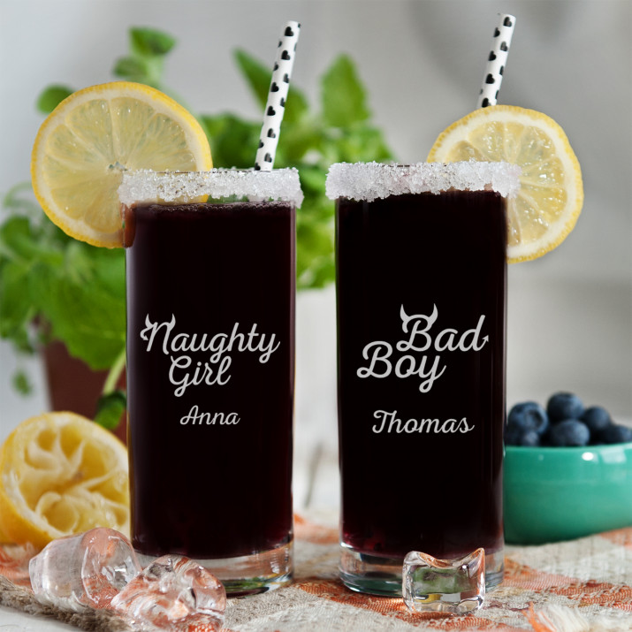 Naughty Girl & Bad Boy - zwei Longdrinkgläser mit Gravur