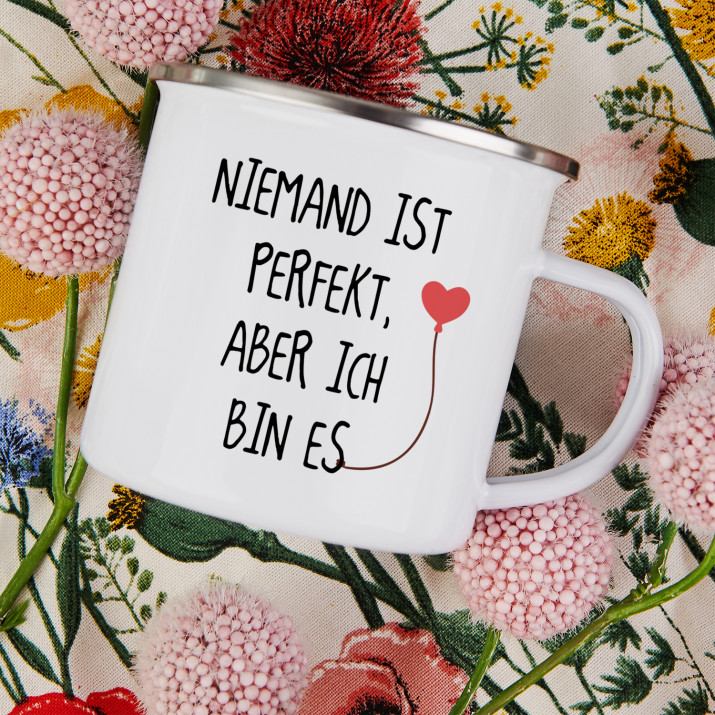 Niemand ist perfekt - emaillierter Becher