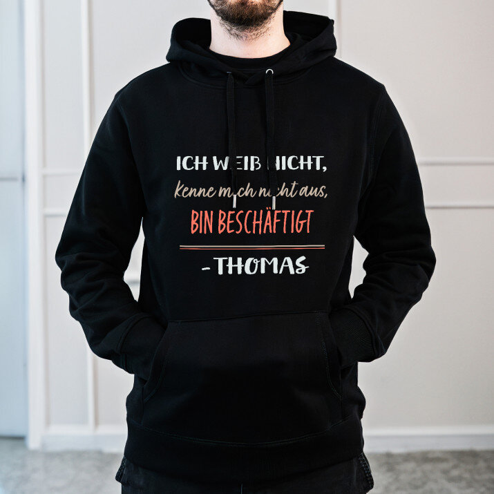 Ich weiß nicht, kenne mich nicht aus - Schwarzer Kapuzenpullover für Herren