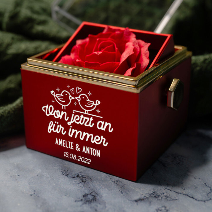 Von jetzt an für immer - Schmuckkästchen mit einer Rose