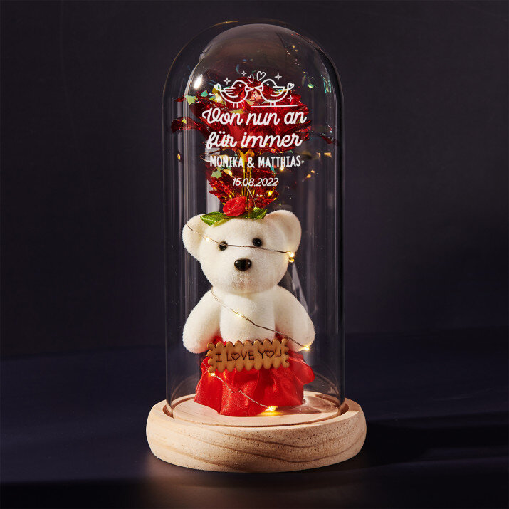 Von nun an für immer - Ewige Rose mit Teddybär