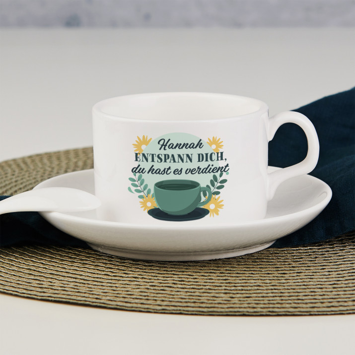 Entspann Dich - Tasse mit Untertasse
