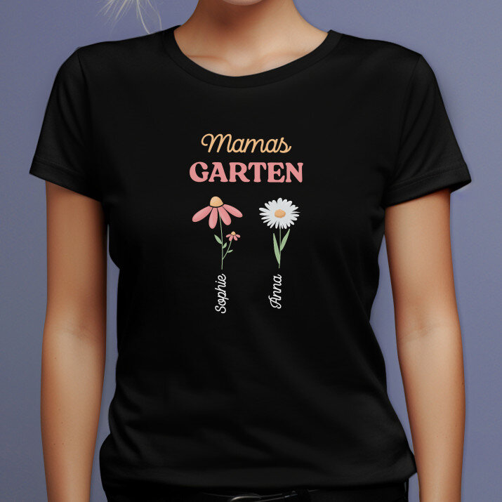Mamas garten 2 blumen - Schwarzes T-Shirt für Damen