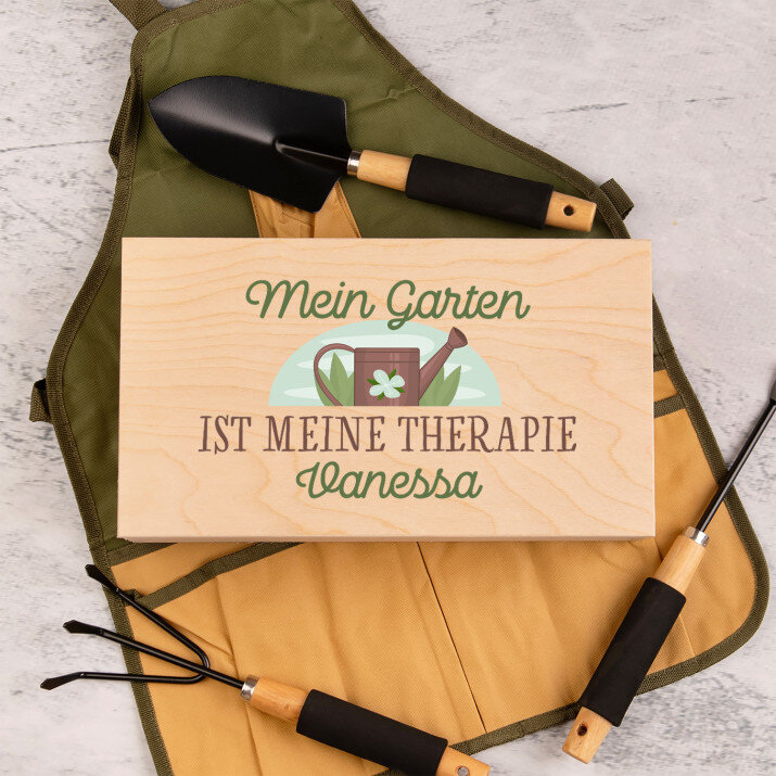 Mein garten ist meine therapie - Gartengeräte in Schürze