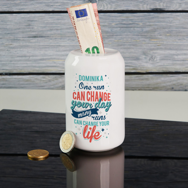 One run can change your day - personalisierte Spardose