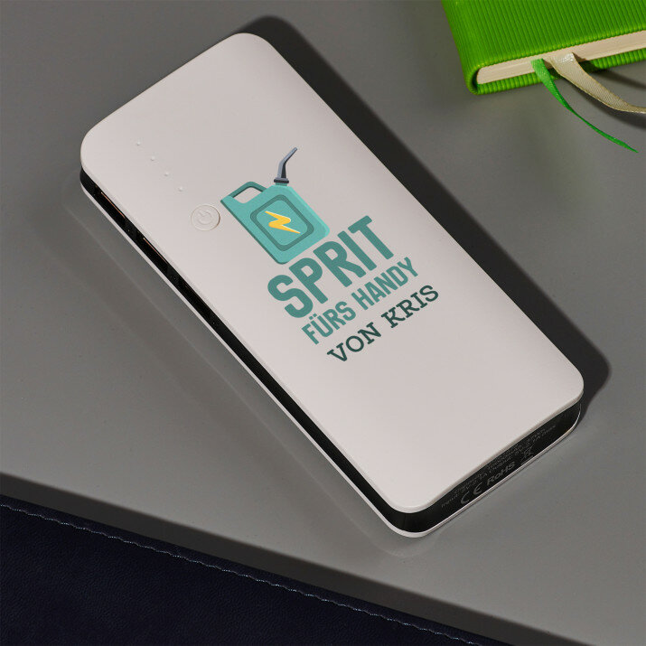 Sprit fürs Handy - Powerbank mit Aufdruck 10000 mAh